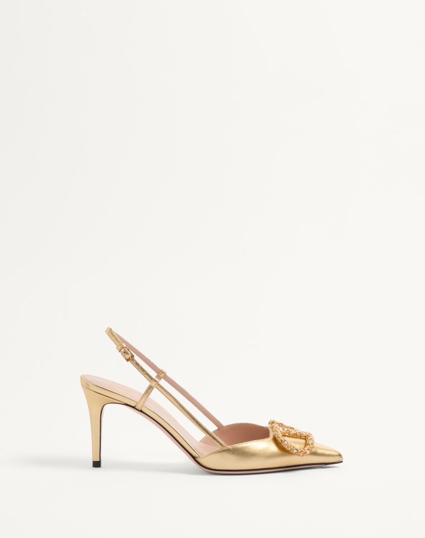 VLOGO SIGNATURE SLINGBACK PUMP IN LAMINATED NAPPA LEATHER 80MM - Image 4